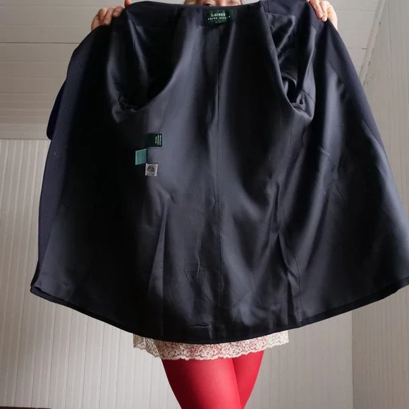 1990s Lauren Ralph Lauren gold bouillon crest navy wool twill blazer - Picture 5 of 9